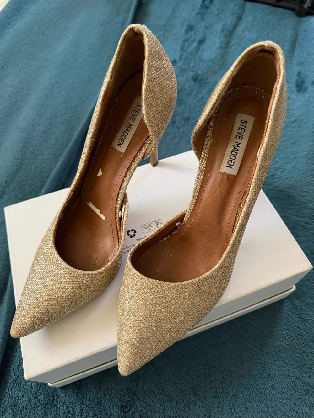 Steve Madden Gold Textured D'Orsay Pointed Stiletto
